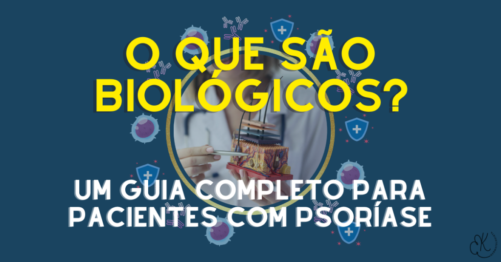 Imagem com médico e elementos gráficos explicando o que são medicamentos biológicos